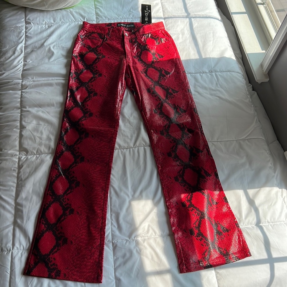Red snakeskin 90s Revolt jeans